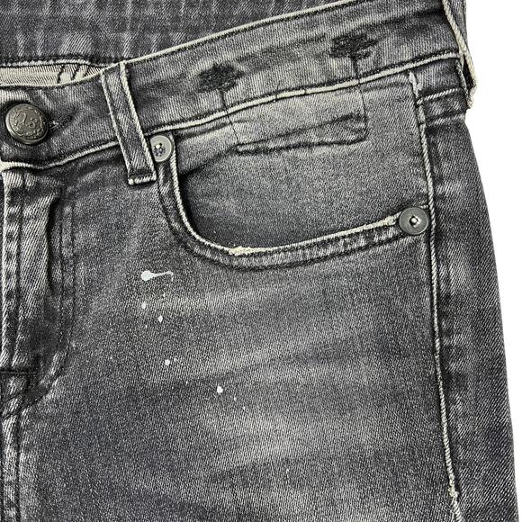R13 Kate Skinny Jeans Women's 25" Orion Black Paint Splatter Distressed Goth Emo - Picture 14 of 15